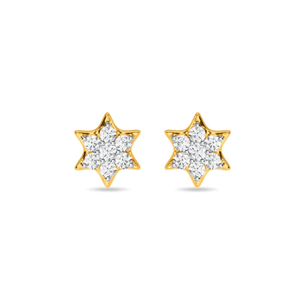 Star Shaped Gold Lab Diamond Stud Earrings