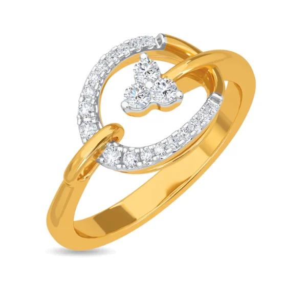 Swirling Gold Lab Diamond-Studded Engagement Ring