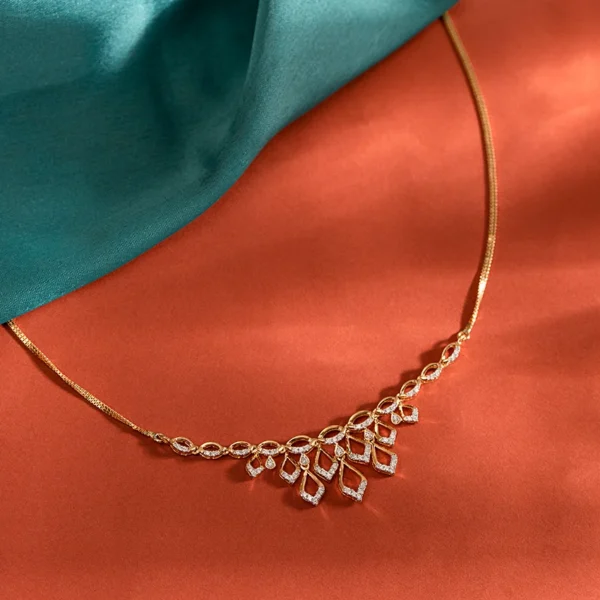 Symmetrical Golden Loops Lab Diamond Necklace for Her - Image 4