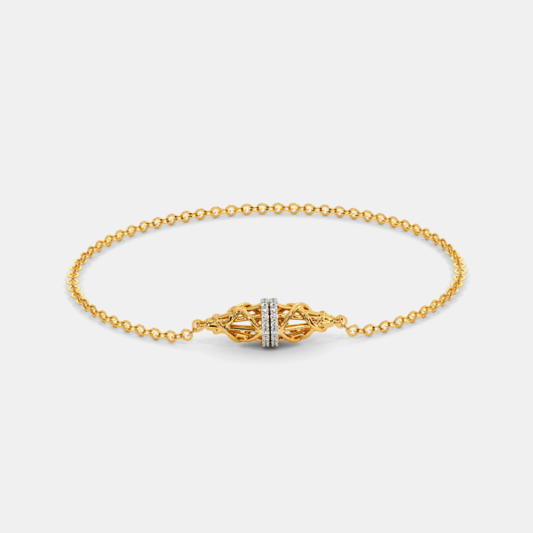 Textured Gold Lab Diamond Bracelet For Her