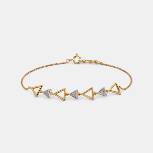 Triangular Charms Gold Lab Diamond Bracelet - Image 3