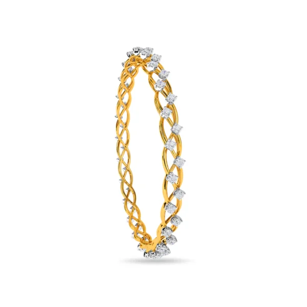 Intricate Gold Diamond Twisted Pattern Bangles - Image 3