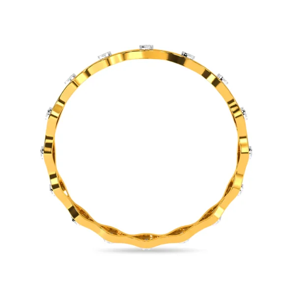 Unique Wavy Gold Design Sparkling Diamonds Bangles - Image 3