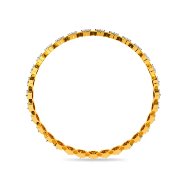 Golden X-shaped Links Adorned with Diamond Bangles - Image 5