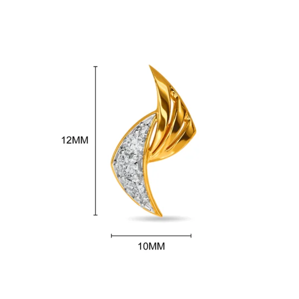 14KT Gold Lab Diamond Leaf Stud Earrings - Image 5
