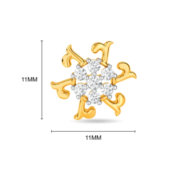 14KT Gold Lab Diamond Starburst Earrings - Image 3