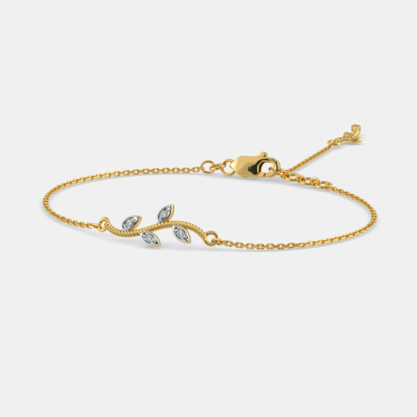 18KT Gold Lab Diamond Leaves Design Bracelet - Image 2