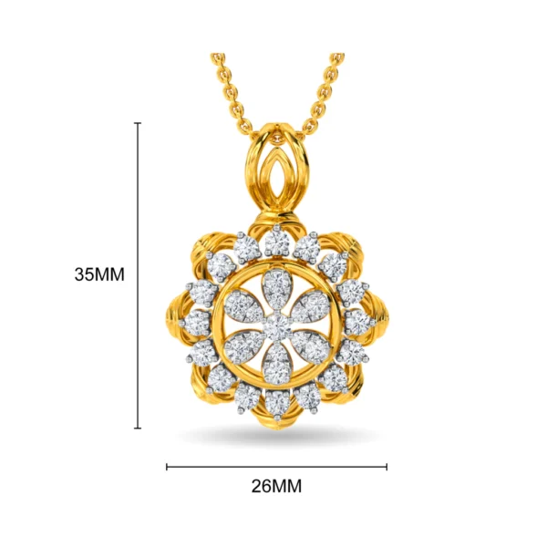 Buy Golden Floral Lab Grown Diamond Pendant - Image 2
