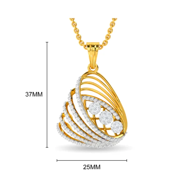 Curved Gold Bands Lab Diamond Accented Pendant - Image 2