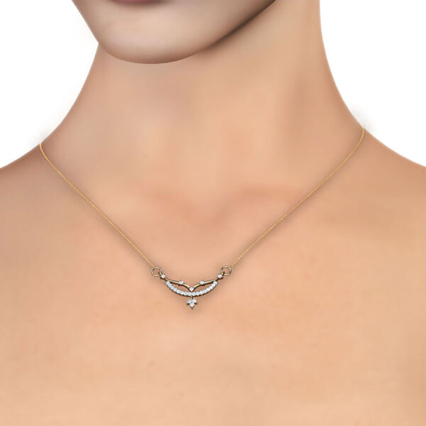 Curved Golden Lines Lab Diamond Tanmaniya Necklace - Image 2