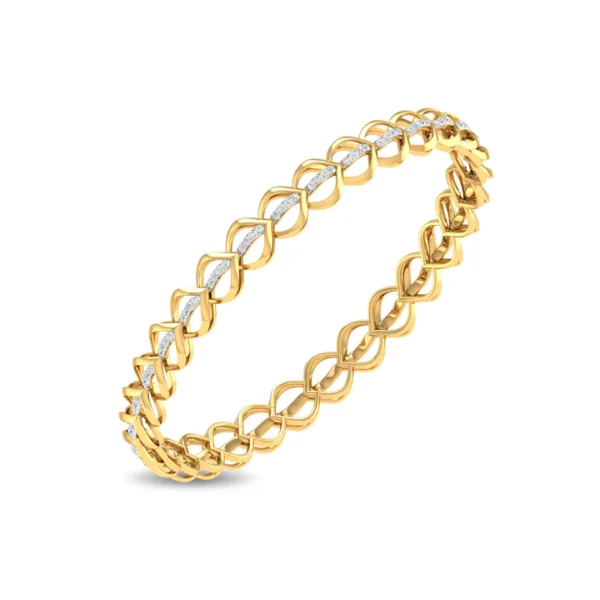 Diamond-Studded Gold Loop Links Bangles