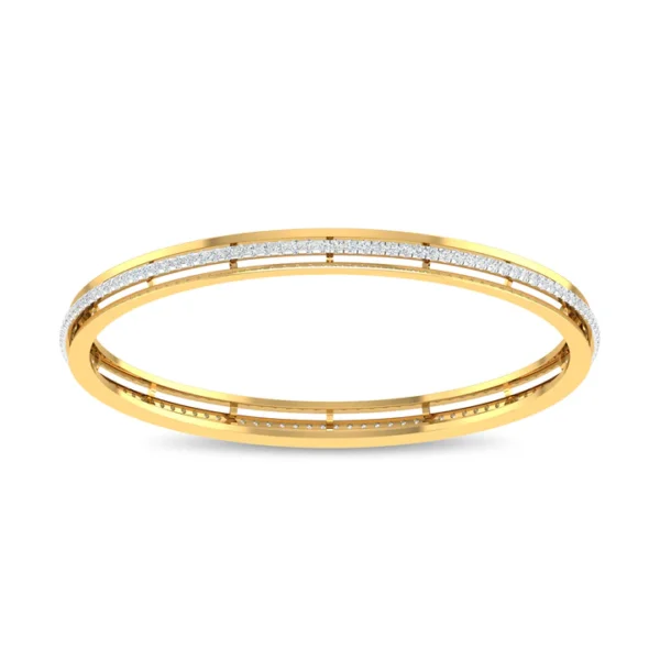 Elegant Design Three-Row Gold Diamond Bangles - Image 2