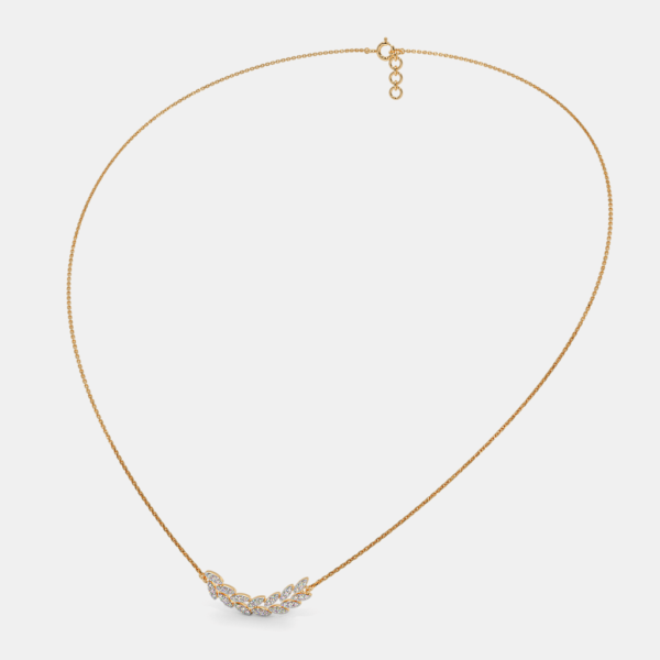 Elegant Golden Laurel Lab Diamond Necklace For Women - Image 2