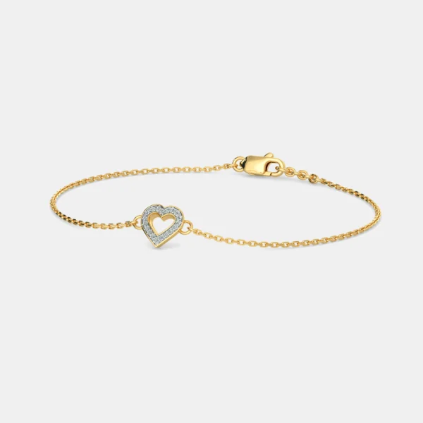 Elegant Heart Charm Lab Diamond Bracelet - Image 3
