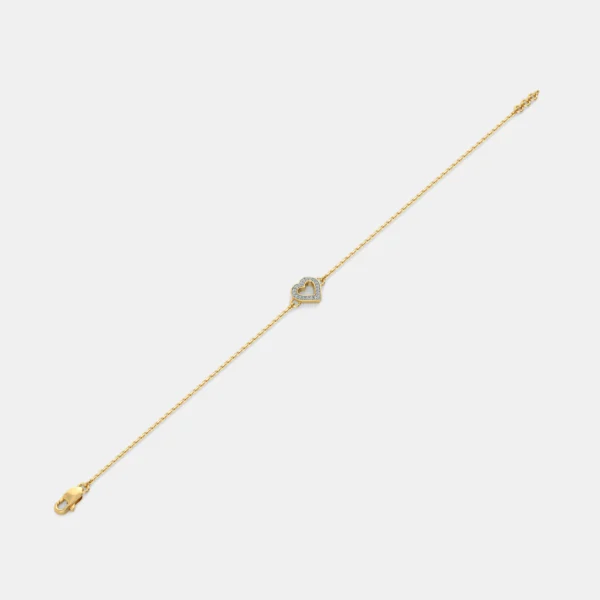 Elegant Heart Charm Lab Diamond Bracelet - Image 2