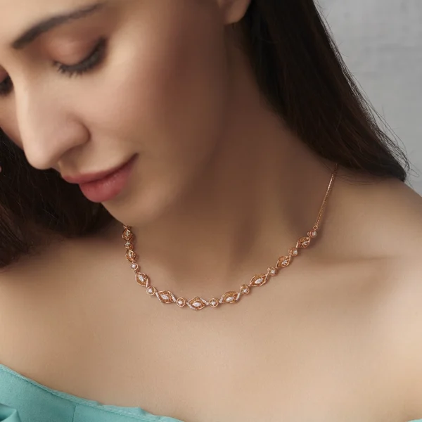 Eye-Shaped Links Gold Lab Diamond Necklace - Image 2