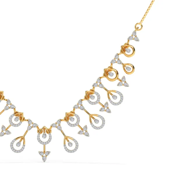 Captivating Floral Pattern Gold Lab Diamond Necklace - Image 3
