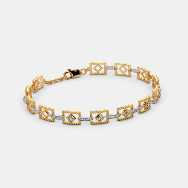 Geometric Link Gold Lab Diamond Bracelet for Women - Image 3