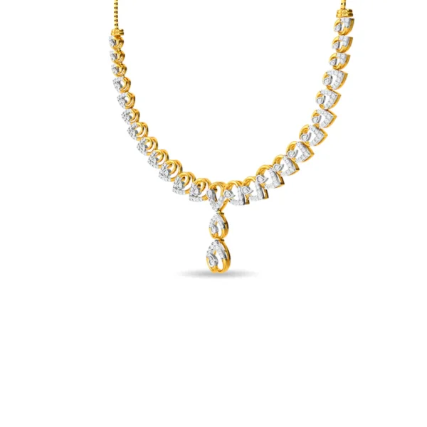 14KT Gold Lab Diamond Leaves Design Necklace - Image 3