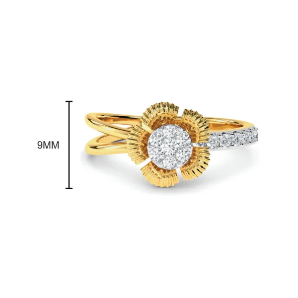 Gold Diamond Petal Engagement Ring - Image 4