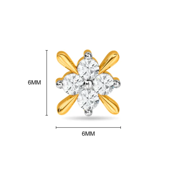 Gold Floral Lab Diamond Stud Earrings - Image 5