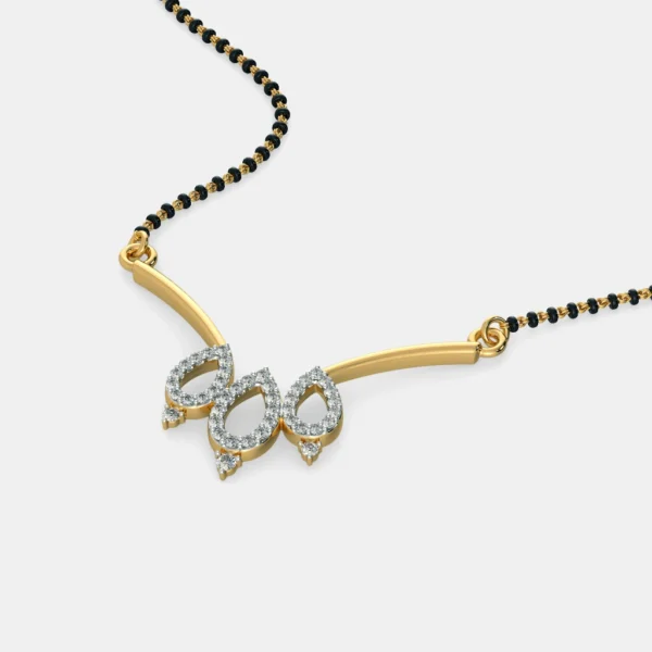 Gold Oval Shapes Diamond Mangalsutra Pendant - Image 5