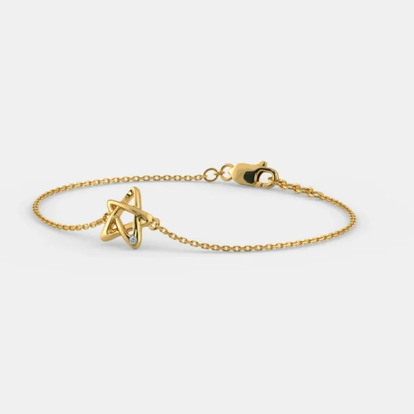 Gold Star Solitaire Lab Diamond Bracelet - Image 2