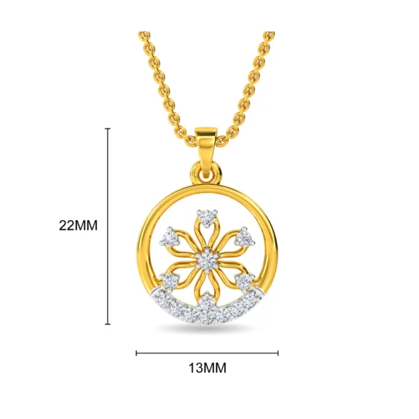 Golden Circle Floral Pendant with Lab Diamonds - Image 2