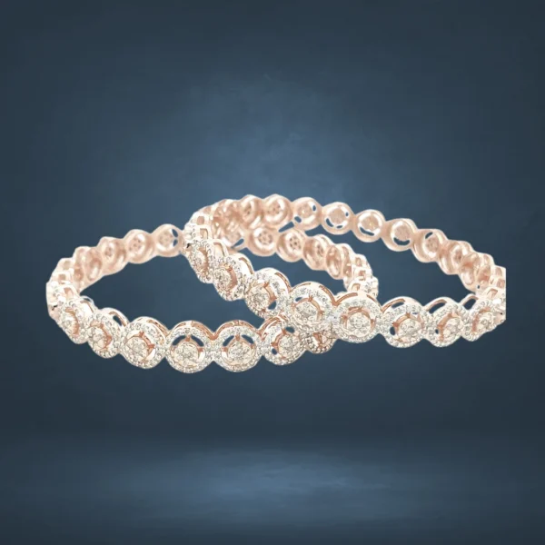 Rose Gold Lab Diamond Interconnected Circles Bangles - Image 2