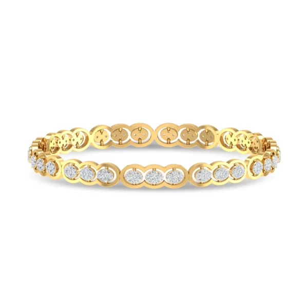 Interconnected Gold Circles Adorned with Diamond Bangles - Image 2