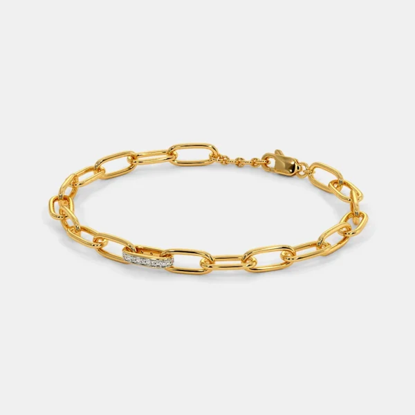 Interconnected Golden Links Lab Diamond Bracelet - Image 3