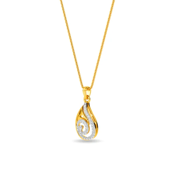 Intricate Golden Swirls Lab Diamond Pendant - Image 3