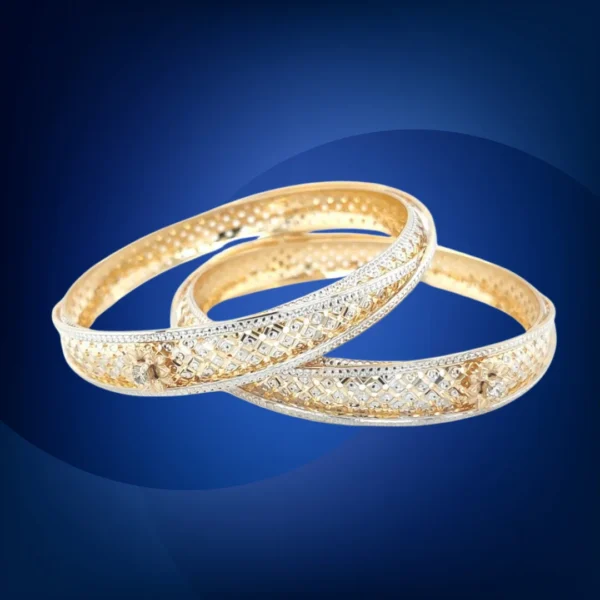 Intricate Modern Design Gold & Diamond Bangles - Image 2