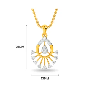 buy Peacock Feather Teardrop Gold Diamond Pendant- PE89
