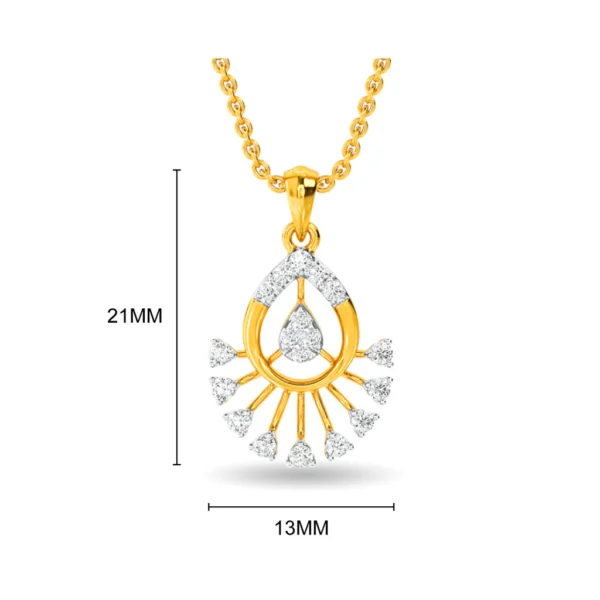 Peacock Feather Teardrop Gold Lab Diamond Pendant - Image 2