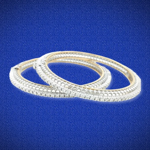 Single Line Classic Diamond Bangle in Yellow Gold - Image 2