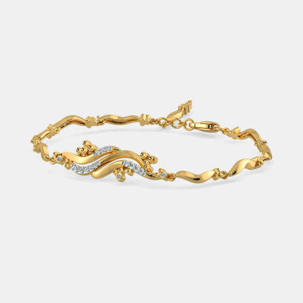 Smooth Golden Waves Lab Diamond Bracelet - Image 2