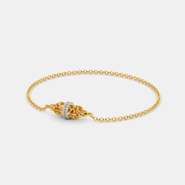 Textured Gold Lab Diamond Bracelet For Her - Image 3