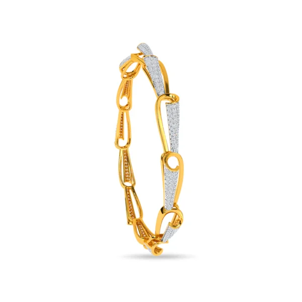 Diamond-Encrusted Link Gold Bangles - Image 4