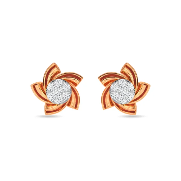 Gold Blossom Lab Diamond Cluster Earrings - Image 4