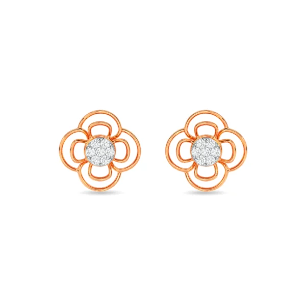 Gold Lab Diamond Flower Petal Design Earrings - Image 3