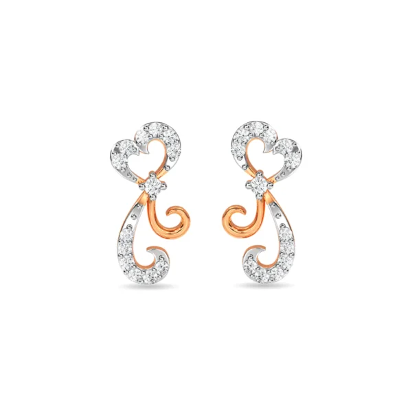 Gold Diamond Heart Swirl Elegance Earrings - Image 3