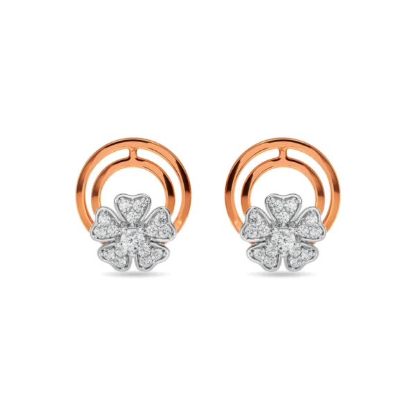 Gold Diamond Radiant Blossom Earrings - Image 3