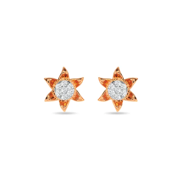 Gold Diamond Star-Shaped Motif Earrings - Image 4