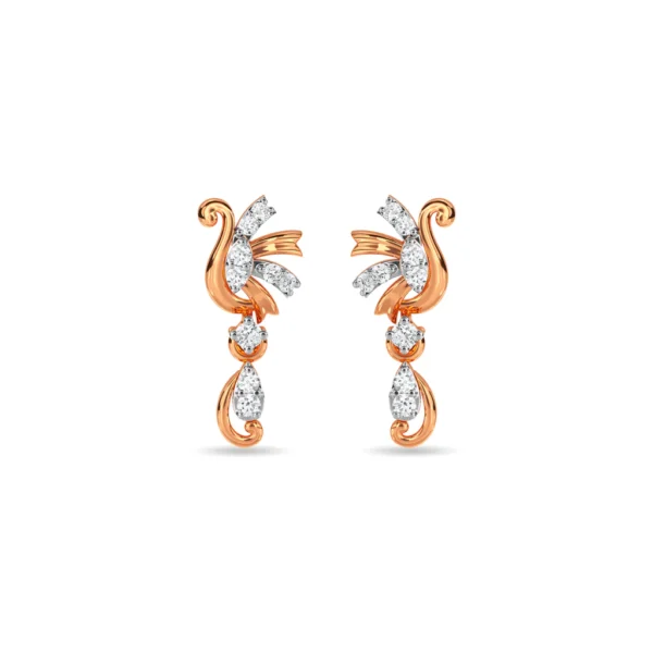 Gold Lab Diamond Swan Drop Earrings - Image 3