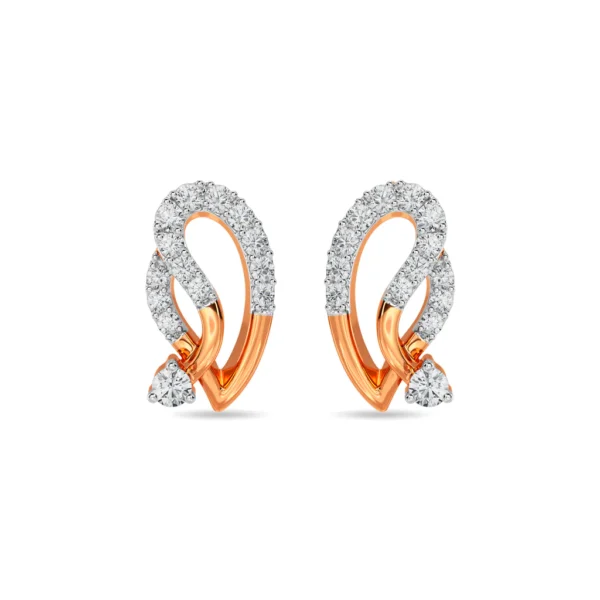 Gold Lab Diamond Swirl Earrings For Women - Image 3