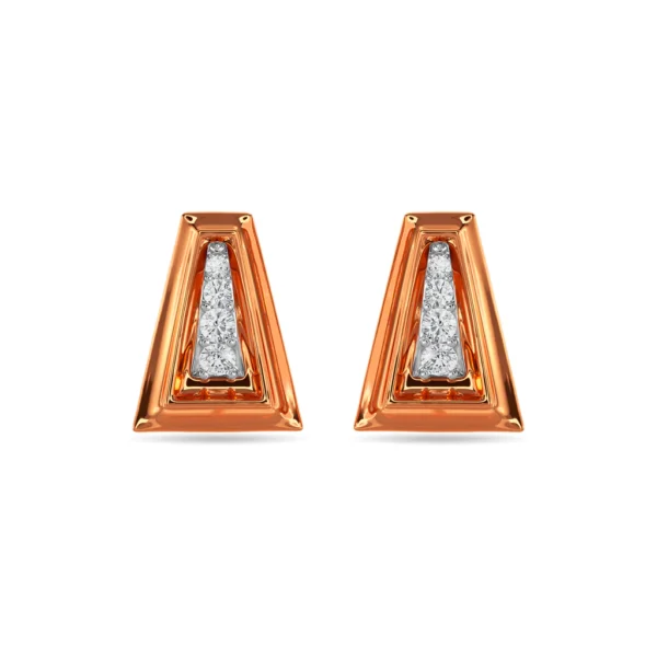Golden Triangular Elegance with Diamond Earrings - Image 3