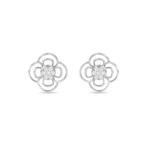 Gold Lab Diamond Flower Petal Design Earrings - Image 2