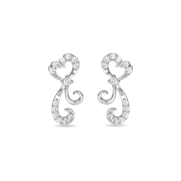 Gold Diamond Heart Swirl Elegance Earrings - Image 2