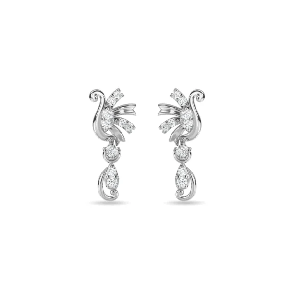 Gold Lab Diamond Swan Drop Earrings - Image 2